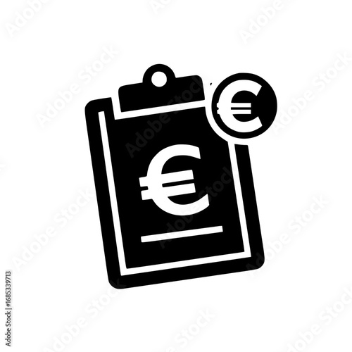 Clipboard with euro illustration for money themed report currency tracking and business concept