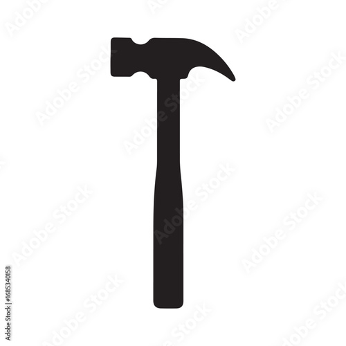 Black hammer silhouette on white background perfect for construction diy carpentry and home improvement related designs and illustrations
