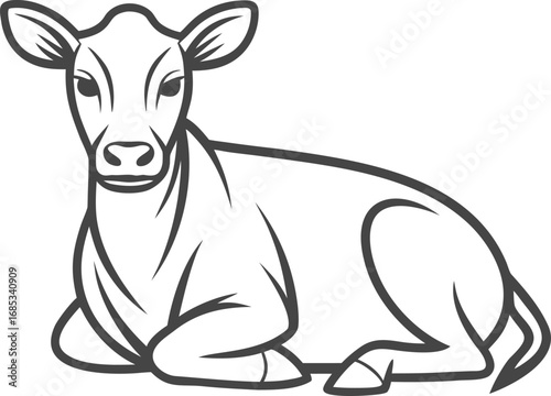 Young bovine resting peacefully calf animal