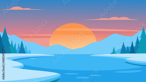 Explore a Serene Frozen Lake a Beautiful Winter Landscape with Ice and Quiet Natural Beauty