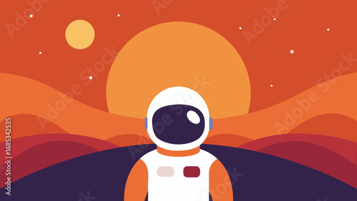 An Astronaut Explores the Lunar Surface with Craters and Earth Visible in Deep Space
