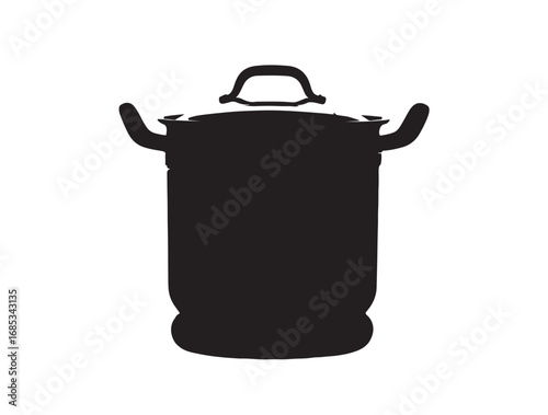Metal Pot in silhouette white background.