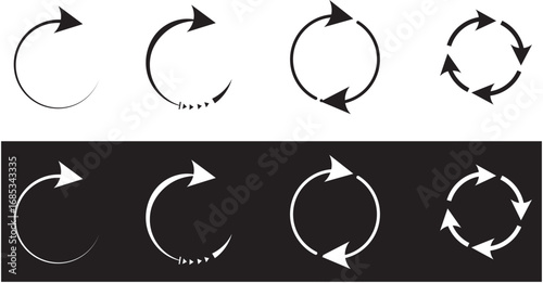Set of recycling icons. Recycle symbol collection. Perfect for eco friendly design. symbolizing refresh reload or repeat action on a white background