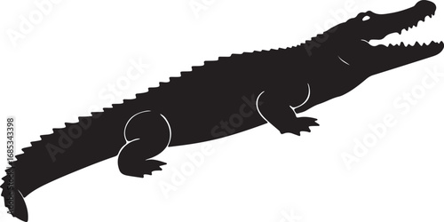 Alligator Silhouette Vector – Wild Reptile Illustration for Nature & Wildlife Design