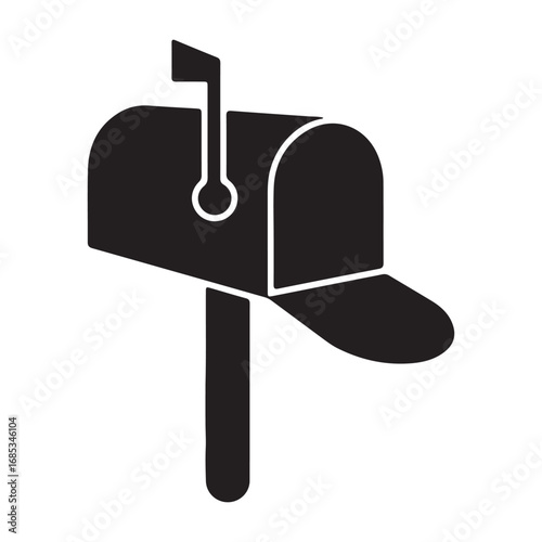 Classic Black Mailbox Illustration on White Background for Postal Delivery and Communication Needs Simple Mailbox Icon
