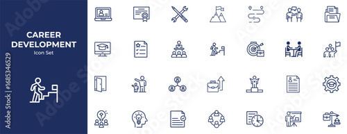 Career Development Line Icons Pack – Vector Growth, Skills & Professional Success Symbols