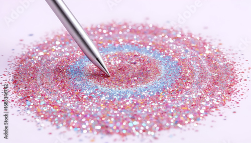 A pipette dropping liquid onto a textured pink surface