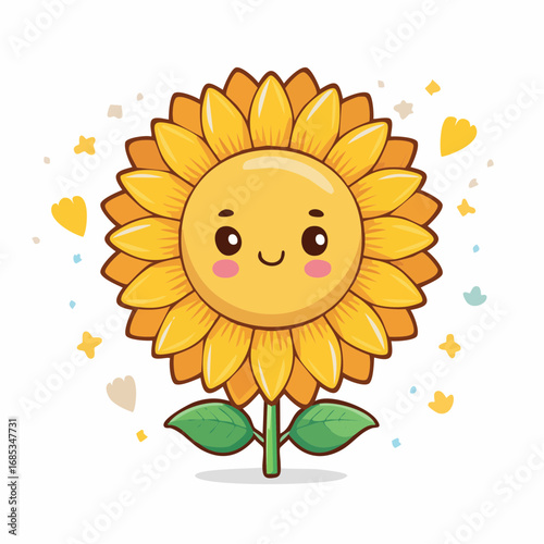 Cute Smiling Sunflower Character

