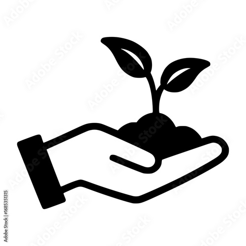 Cultivating growth a hand holds a seedling, symbolizing new beginnings and environmental care vector
