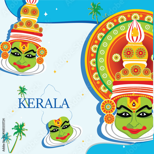 Kerala the land of god's own country is a beautiful place with kathakali dance and onam festival