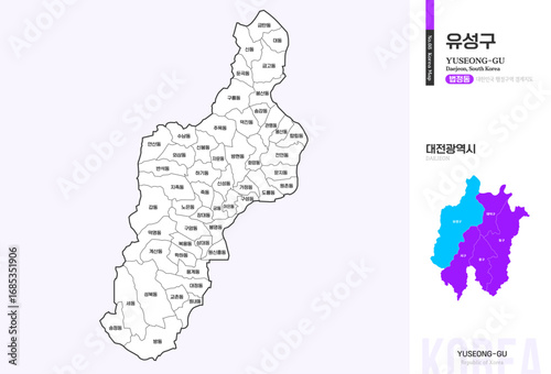 대전광역시 유성구 법정동 윤곽선 지도