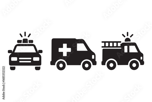 Ambulance Icon, Emergency Medical Vehicle icon - With Editable Stroke & Filled Icon