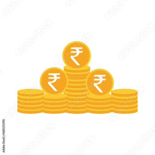 Indian rupee coin stack logo design, clip art vector