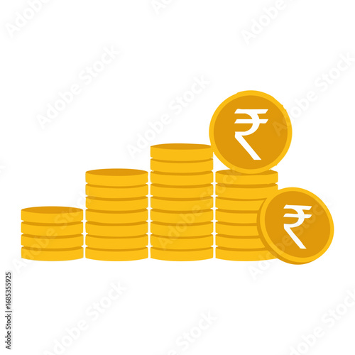 Indian rupee coin stack logo design, clip art vector