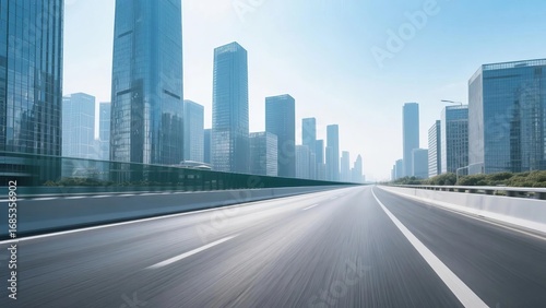 Modern Cityscape with a Straight Highway Leading into the Distance