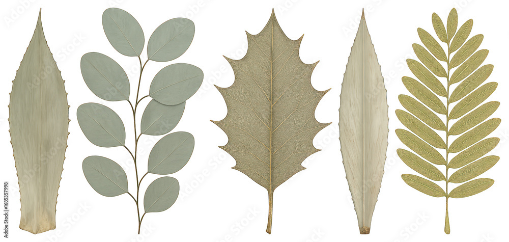 Fototapeta premium Diverse botanical leaf illustrations