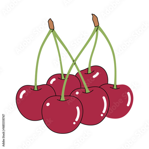 A Delicious Bunch of Fresh Cherries on a White Background Representing Healthy Fruit Choices and Natural Goodness