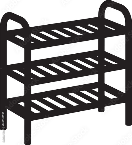 Three Tier Shoe Rack Organizer Storage Unit Furniture Footwear Stand Black Silhouette