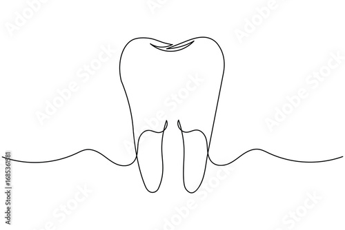 One line drawing isolated teeth minimalist style clean outline modern illustration