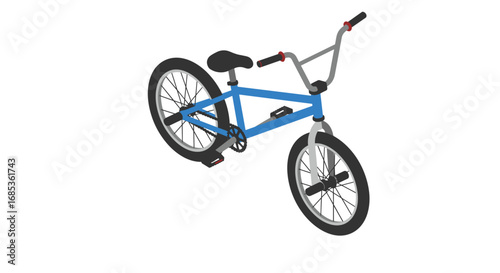 Isometric bicycle design with blue frame on white background