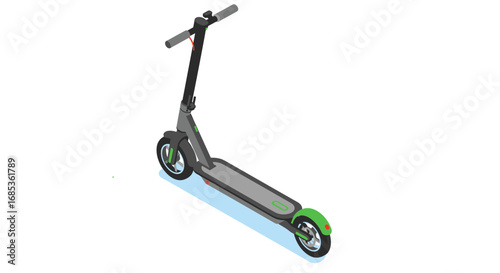 Modern isometric electric scooter on white background for urban mobility concepts