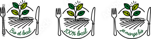 Logo assiette : je mange bio, acheter local !