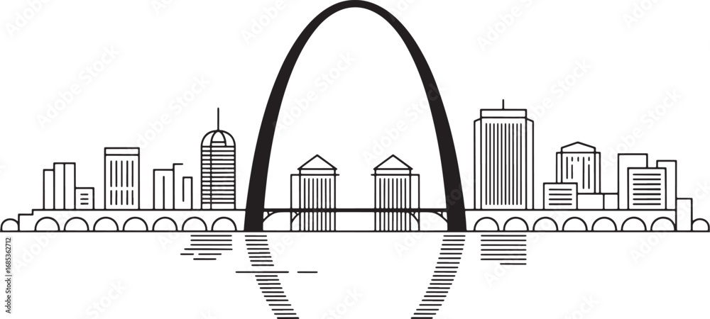 Obraz premium St. Louis Skyline Silhouette Vector Illustration for Cityscape and Travel Designs