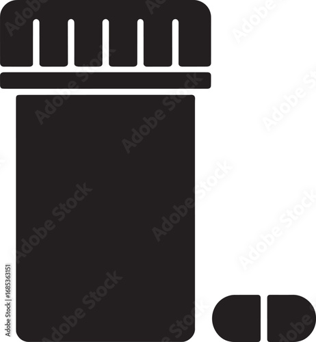 Pill Bottle Icon Vector Illustration Medical Treatment Medication Healthcare Pharmacy Symbol