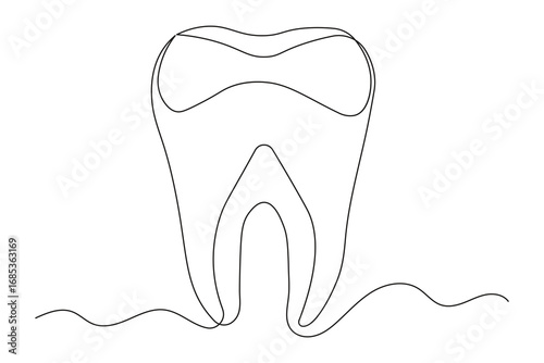 Teeth isolated abstract one line drawing minimalist outline simple illustration