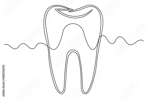 Teeth isolated clean outline minimalist style continuous one line drawing art