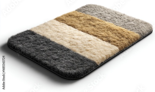 Rectangular plush rug with color stripes