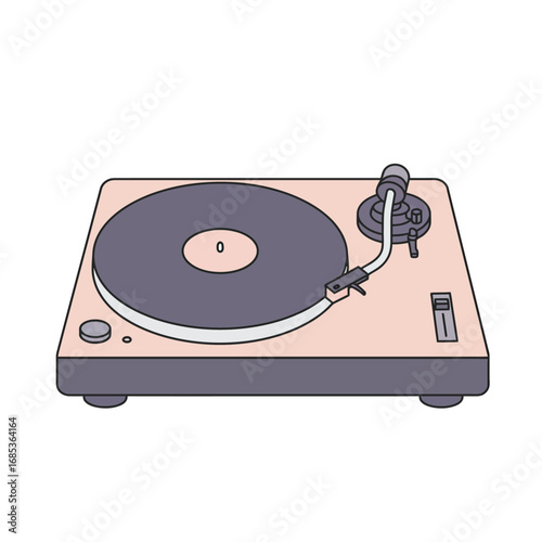 Vintage record player illustration with retro design playing music for nostalgic vibes and creative projects