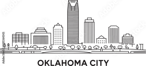 Oklahoma City Skyline Vector Illustration with Buildings on Transparent Background