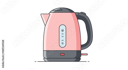 Stylish pink electric kettle ready to boil water for tea or coffee in a modern kitchen setting