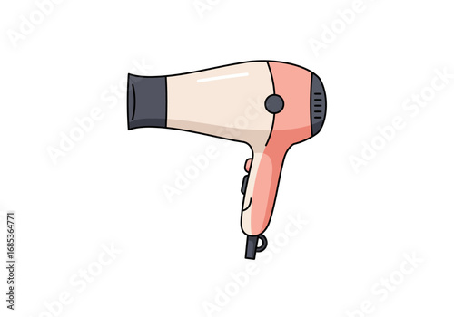 Stylish pink and white hair dryer, perfect for beauty salons, fashion blogs, and lifestyle branding