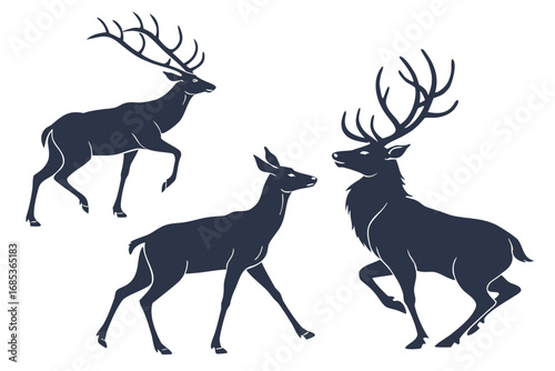 Deer Silhouette Bundle on White
