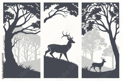 Forest Deer Shadow Illustrations

