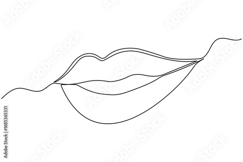 Continuous line drawing lips minimalist style outline isolated abstract illustration