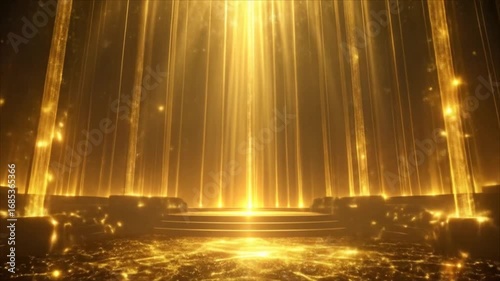 Golden light beams background