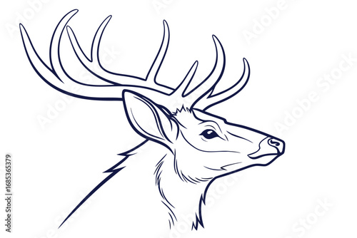 Minimalist Deer Head Outline Clipart
