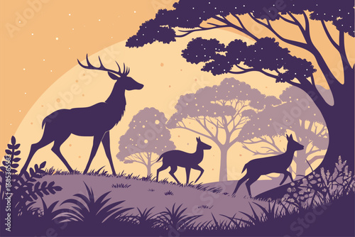 Wildlife Deer Silhouettes Set
