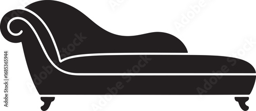 Elegant Chaise Lounge Silhouette Illustration for Interior Design and Relaxation Spaces Decor