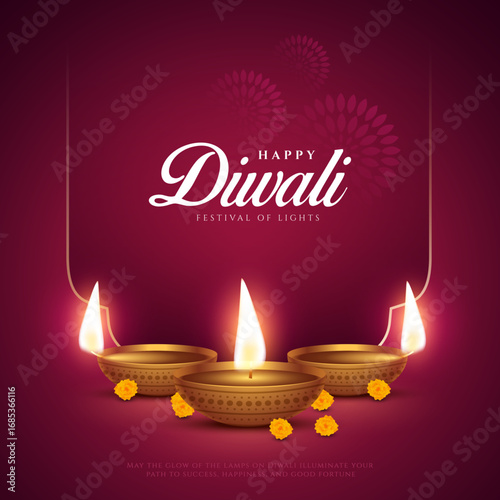Happy Diwali - festival of lights colorful poster template design with decorative diya lamp. vector illustration. Indian festival of lights Happy Diwali, holiday Background, Diwali celebration.