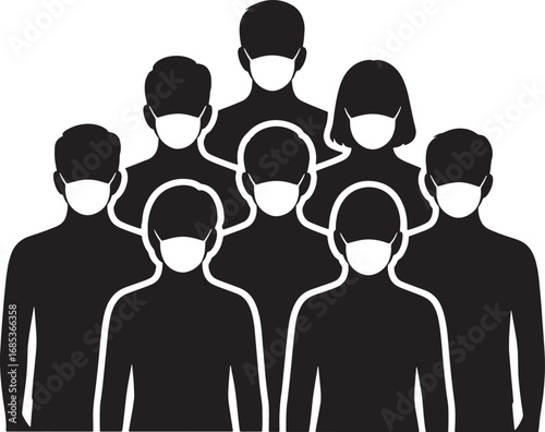 Group of People Wearing Protective Masks for Public Health and Safety Measures
