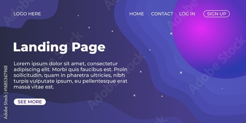 abstract blue background with circles, Modern Gradient Landing Page Template with Abstract Fluid Galaxy Background