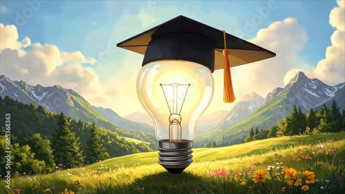 Graduation lightbulb idea landscape