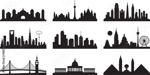 Cityscape Silhouettes Collection Urban Cityscapes Architecture Landmarks Travel Destinations