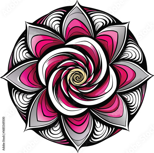 Gothic Oleander Halloween Abstract Pink Mandala Design Art
