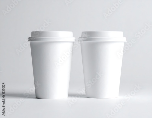 Wallpaper Mural Two pristine white coffee cups with lids stand ready for your custom branding and design needs Torontodigital.ca