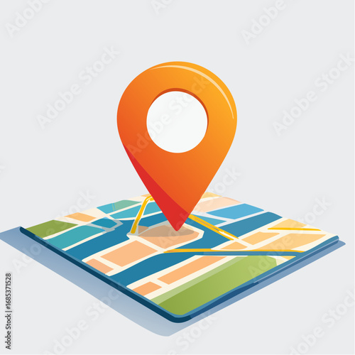 Modern Digital Map With Location Pointer